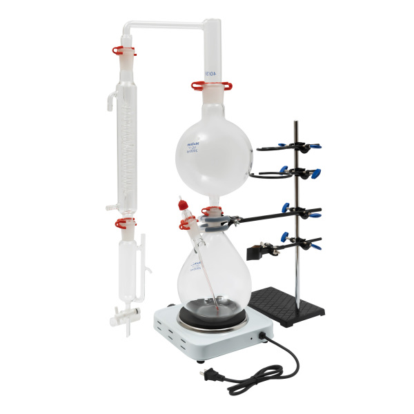 2000ml Essential Oil Distillation Apparatus + Hot Stove + Essential Oil Separator Lab Glass Distillation Kit